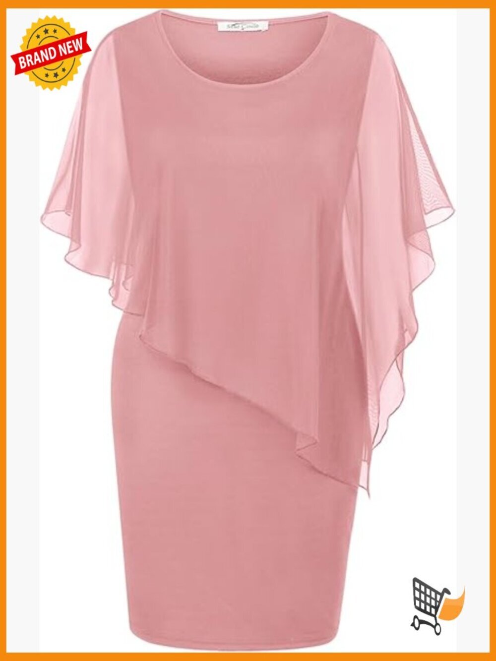 Mesh Cape Overlay Bodycon Pencil Dress for Wedding Guest